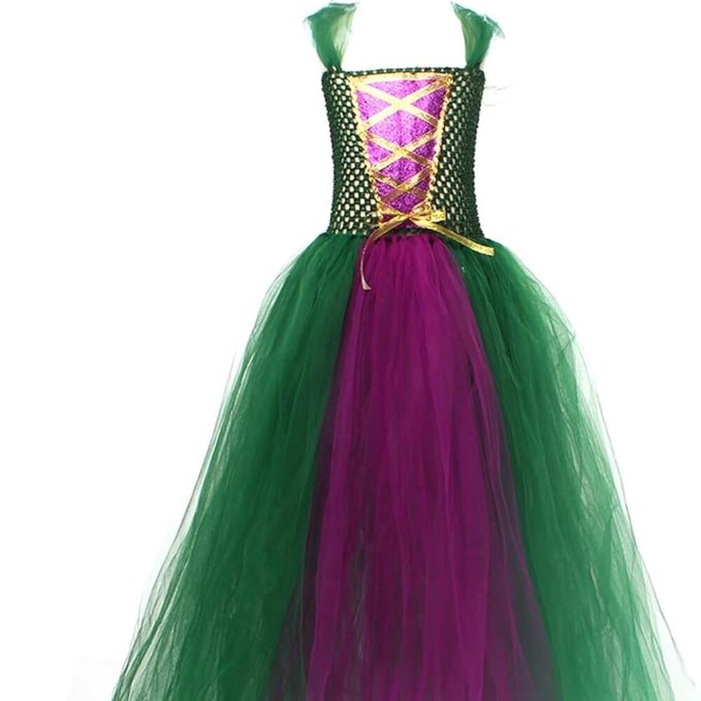 LIN&BABAY Hocus Pocus Costume for Girls Sanderson Sisters Dress w Cloak